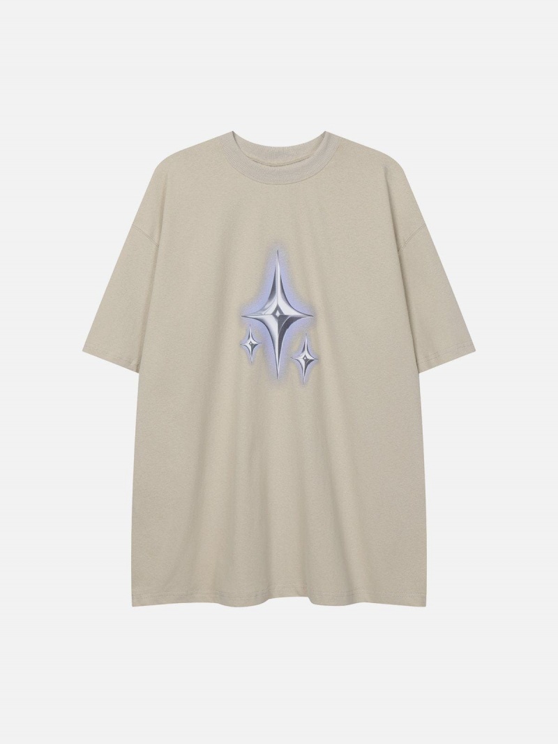 Noir  T Shirts Aelfric Eden Star Print Coton Tee - EFI-5266633